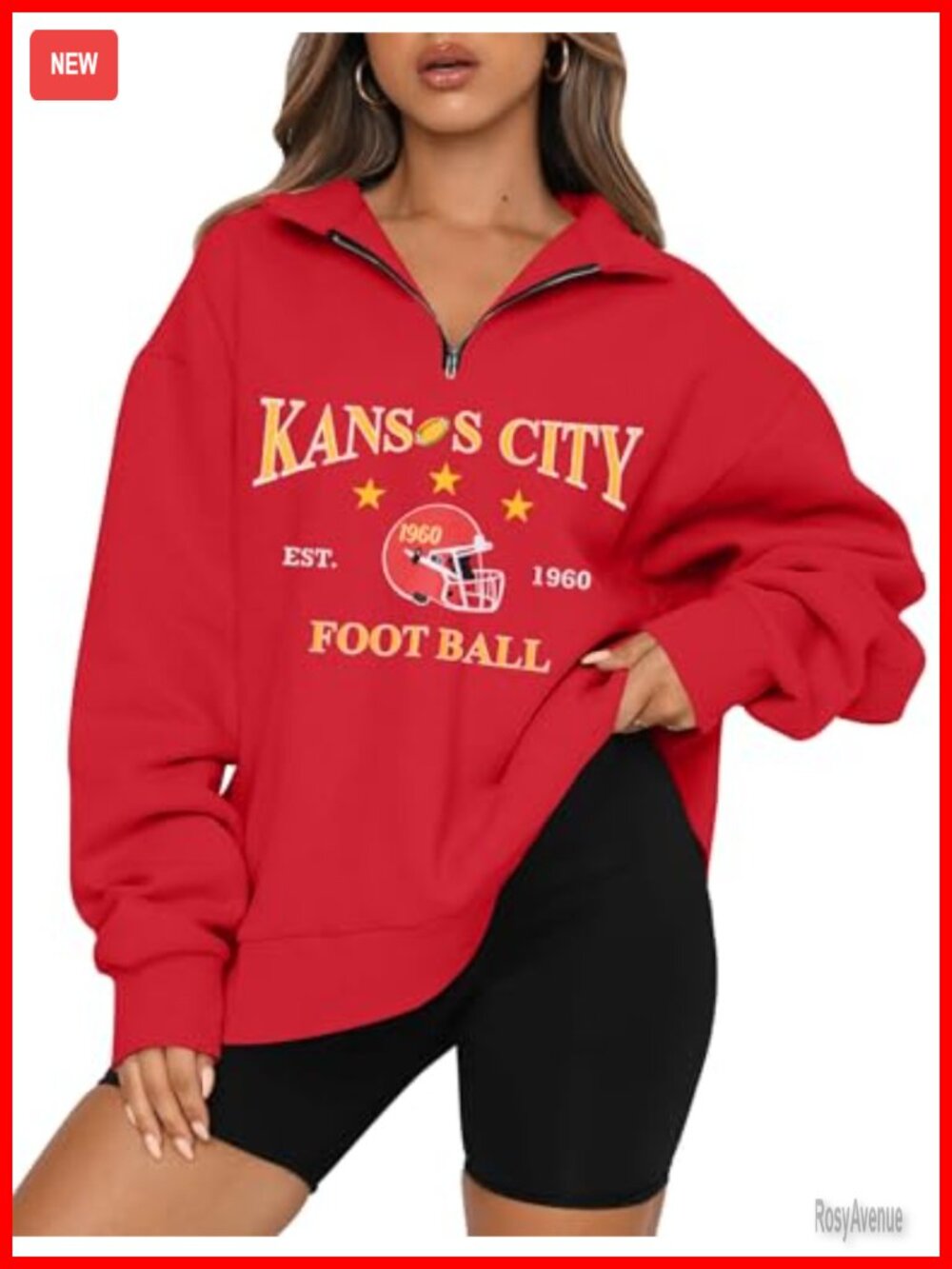 1/4 Zip Football Sweatshirt Pullover Long Sleeve Game Day Women
